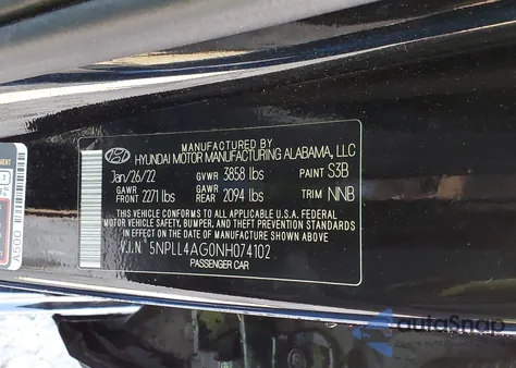 2022 Hyundai Elantra Se z USA, uszkodzony, nr VIN 5NPLL4AG0NH074102